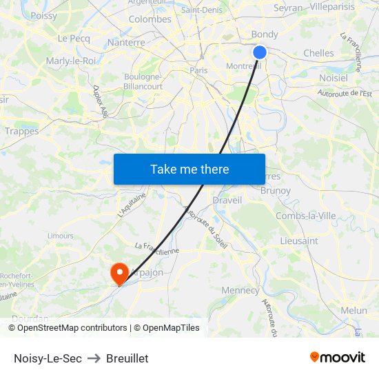 Noisy-Le-Sec to Breuillet map