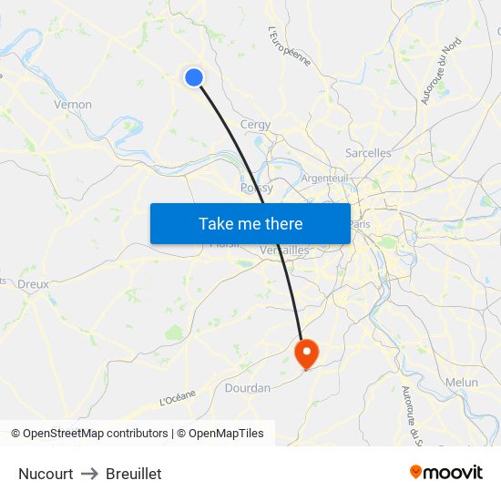 Nucourt to Breuillet map