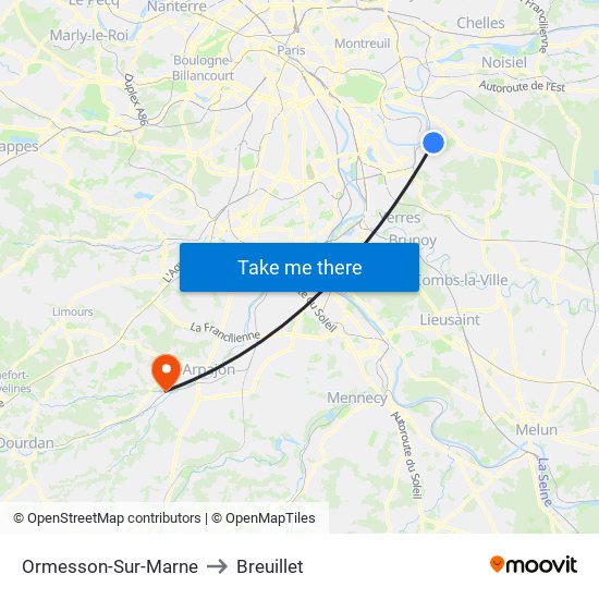 Ormesson-Sur-Marne to Breuillet map