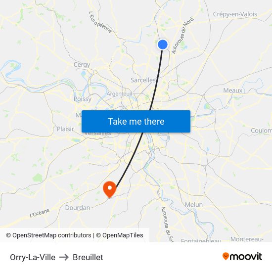 Orry-La-Ville to Breuillet map