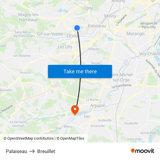 Palaiseau to Breuillet map