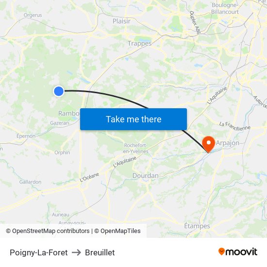 Poigny-La-Foret to Breuillet map