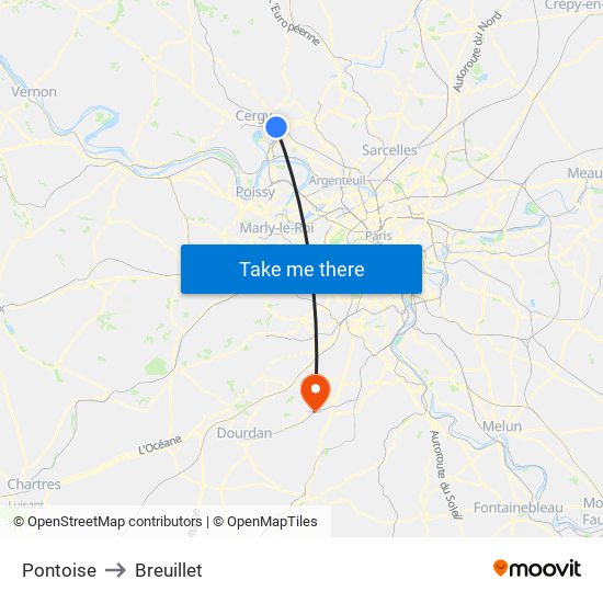 Pontoise to Breuillet map