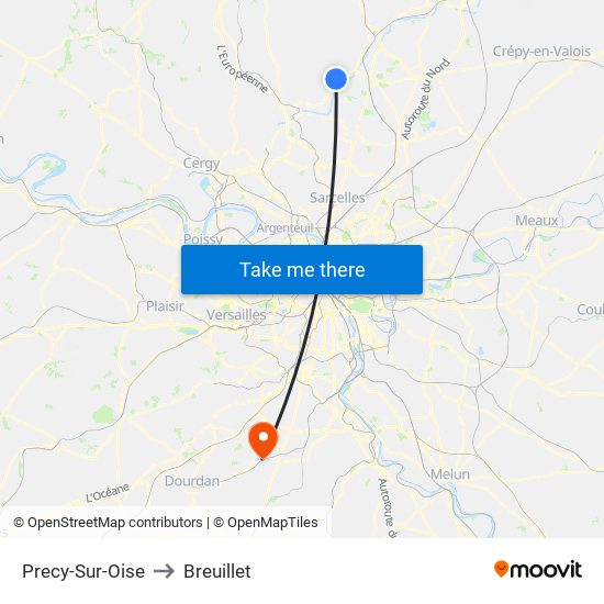 Precy-Sur-Oise to Breuillet map