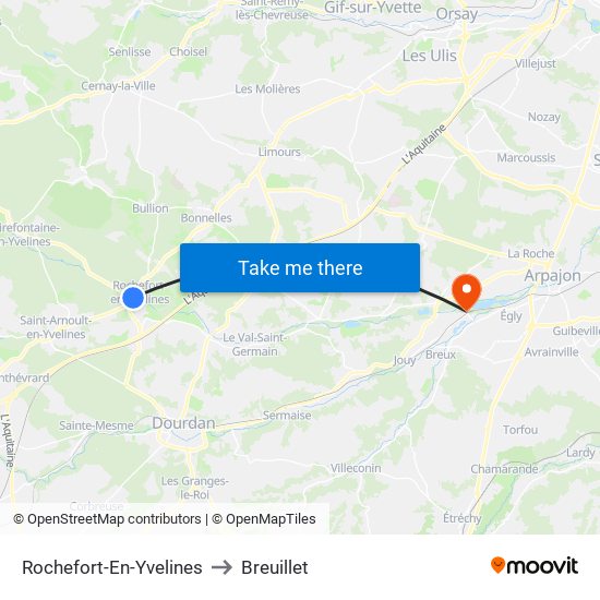 Rochefort-En-Yvelines to Breuillet map