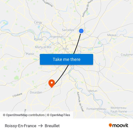 Roissy-En-France to Breuillet map