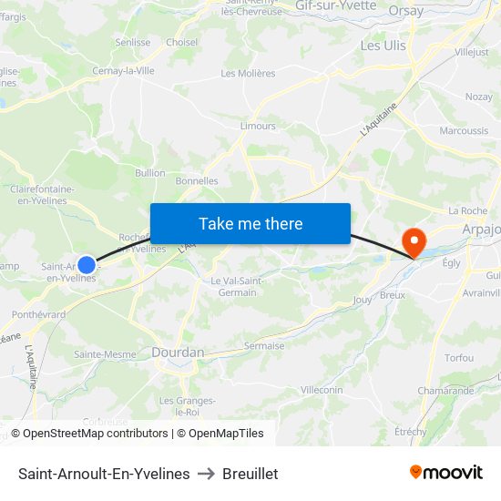 Saint-Arnoult-En-Yvelines to Breuillet map