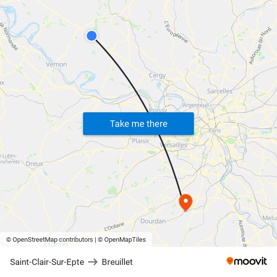 Saint-Clair-Sur-Epte to Breuillet map