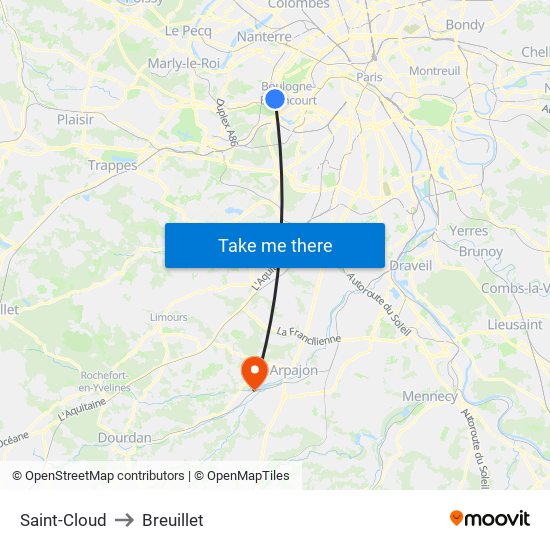 Saint-Cloud to Breuillet map