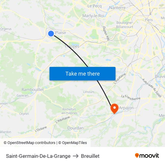 Saint-Germain-De-La-Grange to Breuillet map