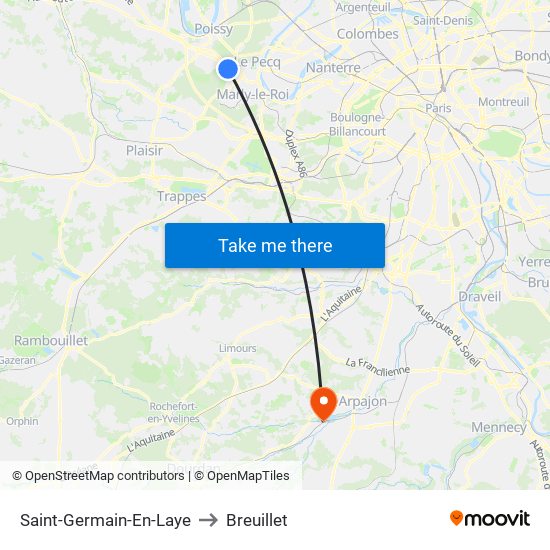 Saint-Germain-En-Laye to Breuillet map