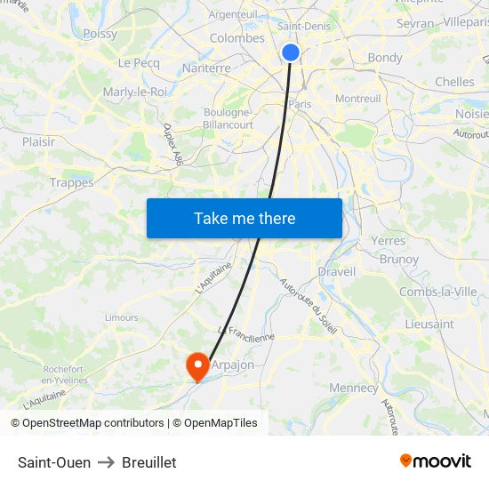 Saint-Ouen to Breuillet map