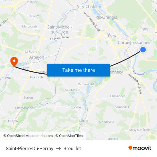 Saint-Pierre-Du-Perray to Breuillet map