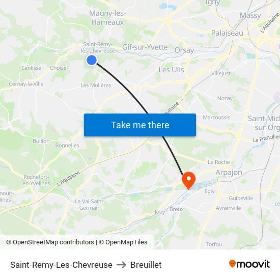 Saint-Remy-Les-Chevreuse to Breuillet map