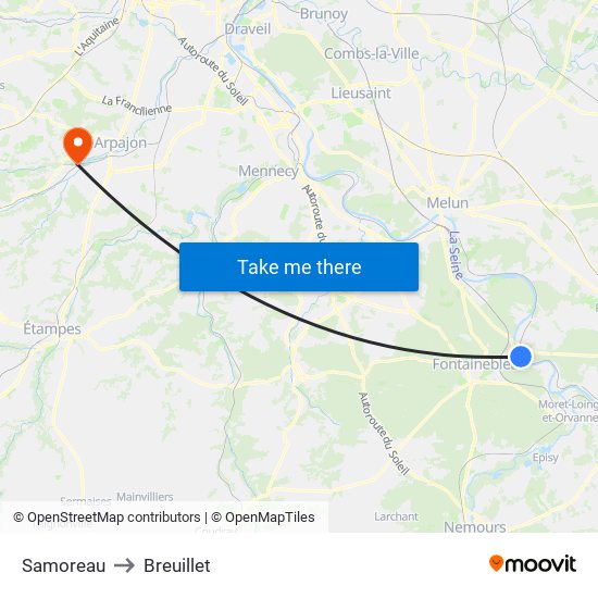 Samoreau to Breuillet map
