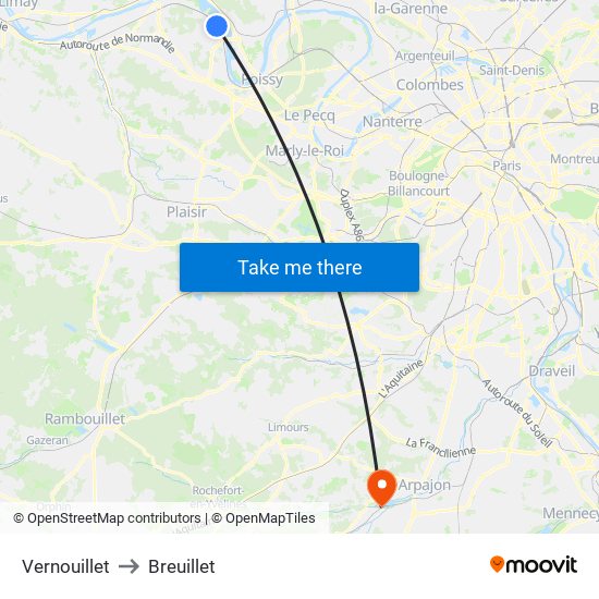 Vernouillet to Breuillet map