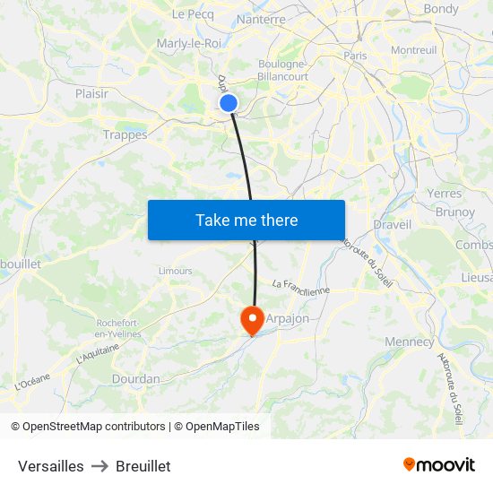 Versailles to Breuillet map