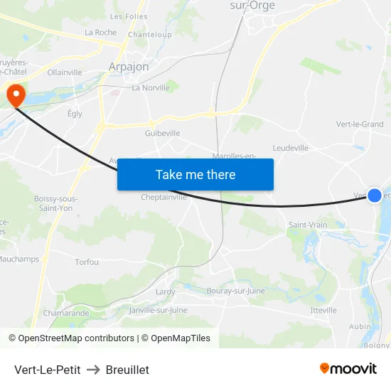 Vert-Le-Petit to Breuillet map