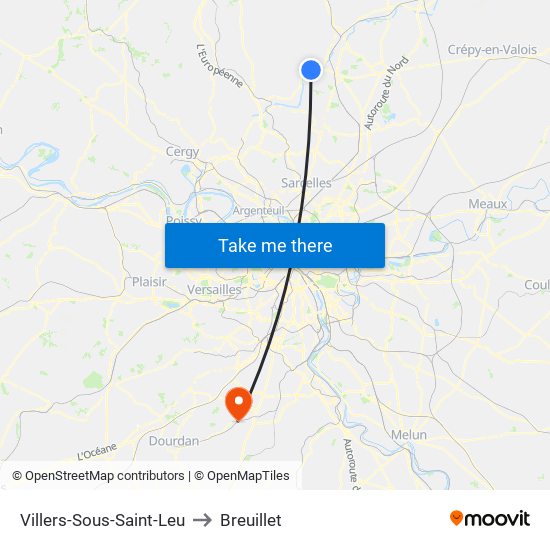 Villers-Sous-Saint-Leu to Breuillet map