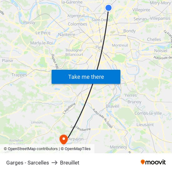 Garges - Sarcelles to Breuillet map