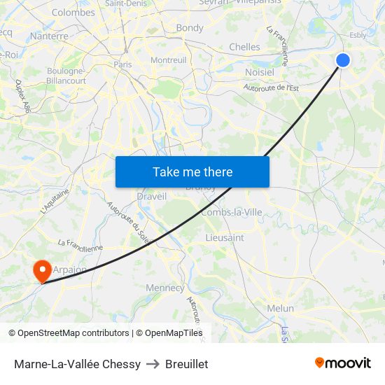 Marne-La-Vallée Chessy to Breuillet map