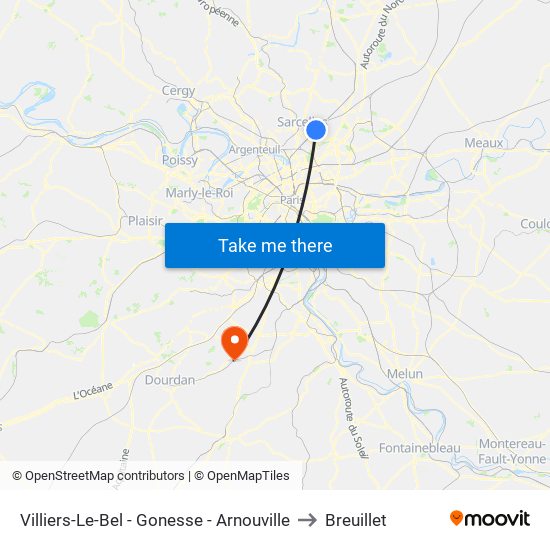 Villiers-Le-Bel - Gonesse - Arnouville to Breuillet map