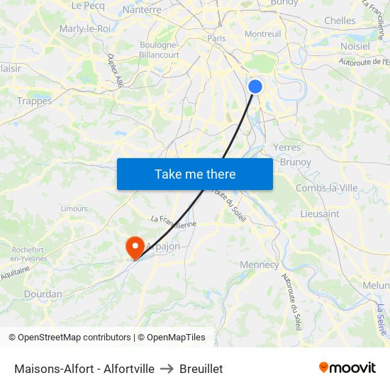 Maisons-Alfort - Alfortville to Breuillet map