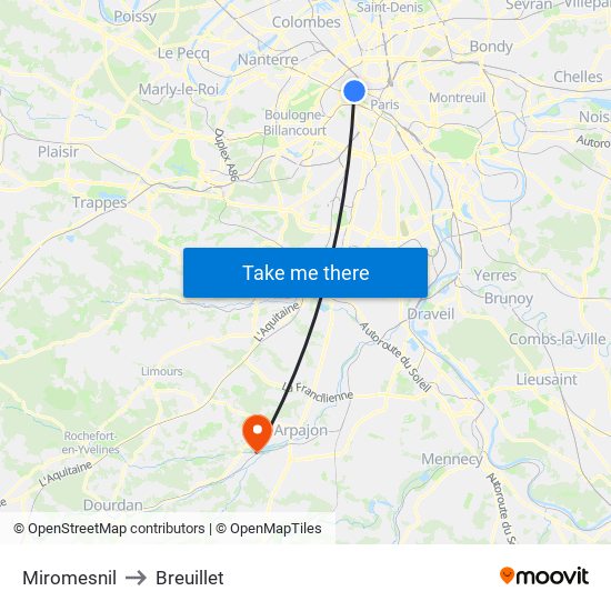 Miromesnil to Breuillet map