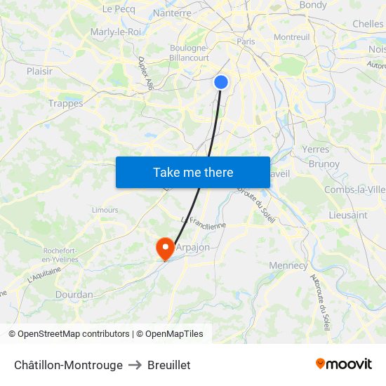 Châtillon-Montrouge to Breuillet map