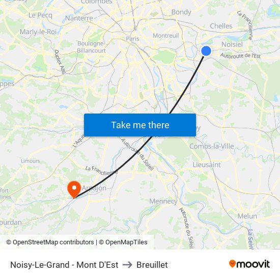 Noisy-Le-Grand - Mont D'Est to Breuillet map