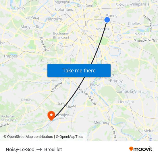 Noisy-Le-Sec to Breuillet map