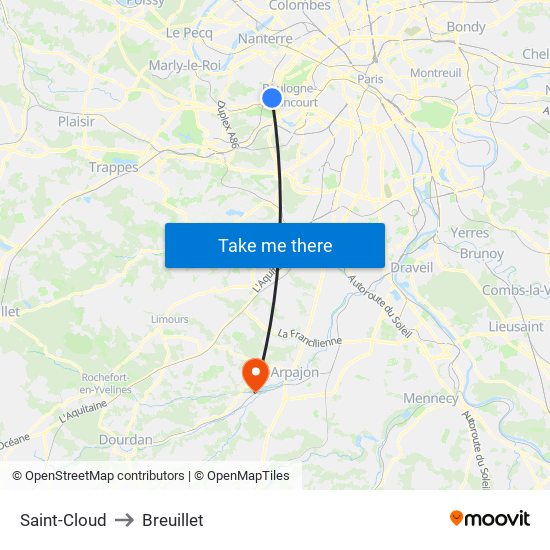 Saint-Cloud to Breuillet map