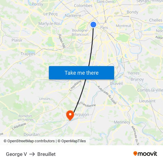 George V to Breuillet map