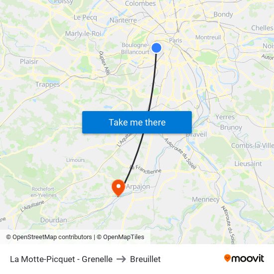 La Motte-Picquet - Grenelle to Breuillet map