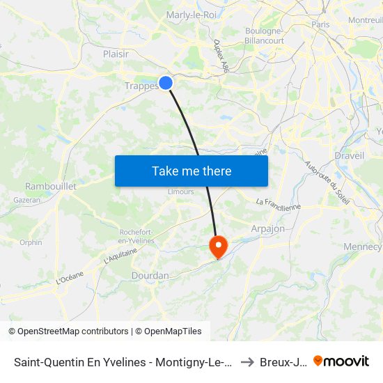 Saint-Quentin En Yvelines - Montigny-Le-Bretonneux to Breux-Jouy map