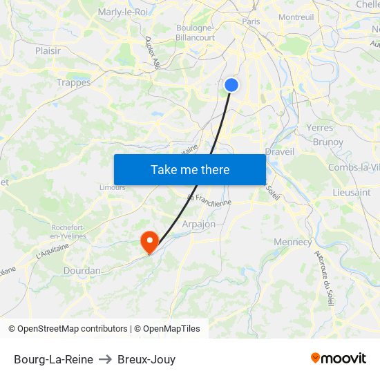Bourg-La-Reine to Breux-Jouy map
