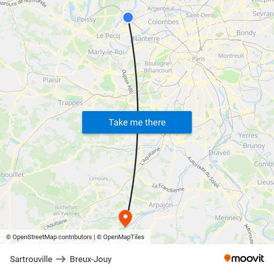 Sartrouville to Breux-Jouy map