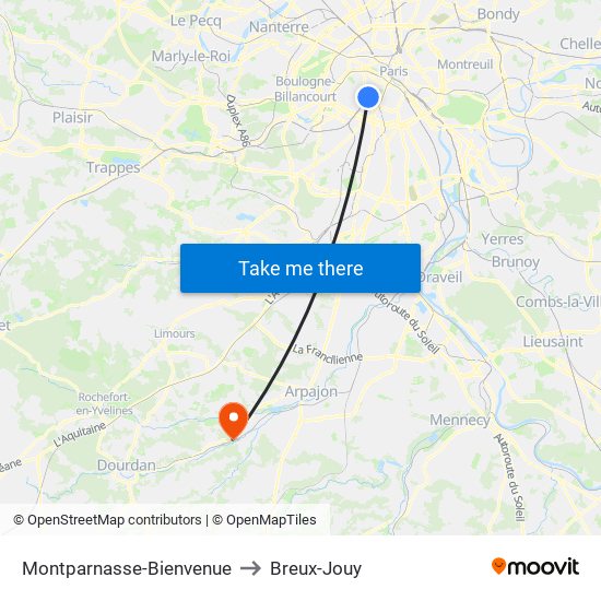 Montparnasse-Bienvenue to Breux-Jouy map