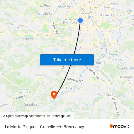La Motte-Picquet - Grenelle to Breux-Jouy map