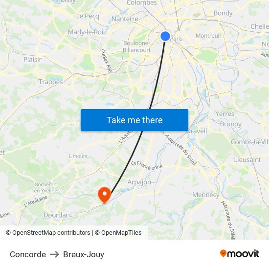 Concorde to Breux-Jouy map