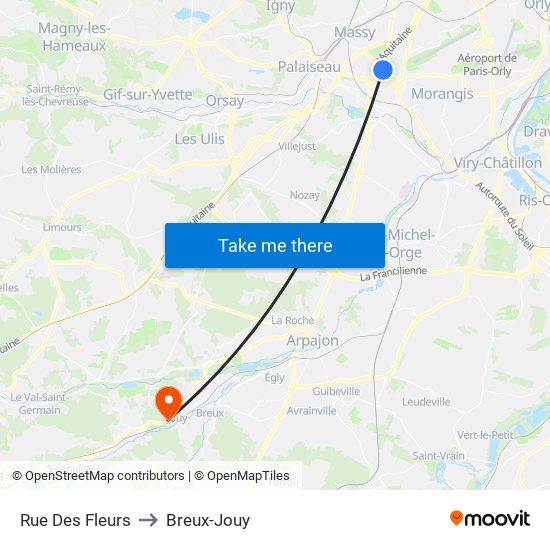 Rue Des Fleurs to Breux-Jouy map