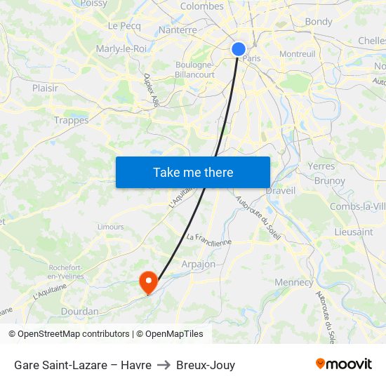 Gare Saint-Lazare – Havre to Breux-Jouy map