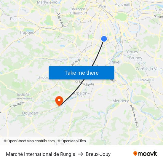 Marché International de Rungis to Breux-Jouy map