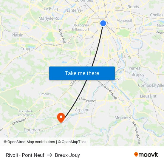 Rivoli - Pont Neuf to Breux-Jouy map