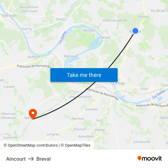 Aincourt to Breval map