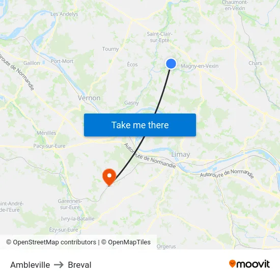 Ambleville to Breval map