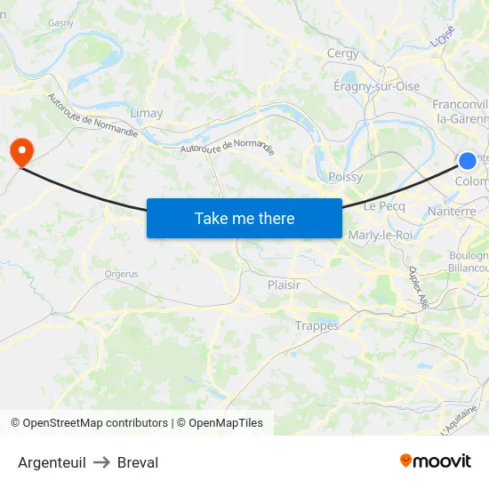 Argenteuil to Breval map