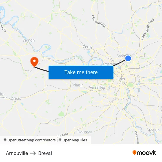 Arnouville to Breval map