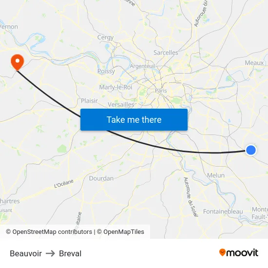 Beauvoir to Breval map