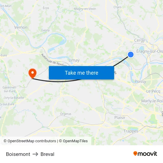 Boisemont to Breval map